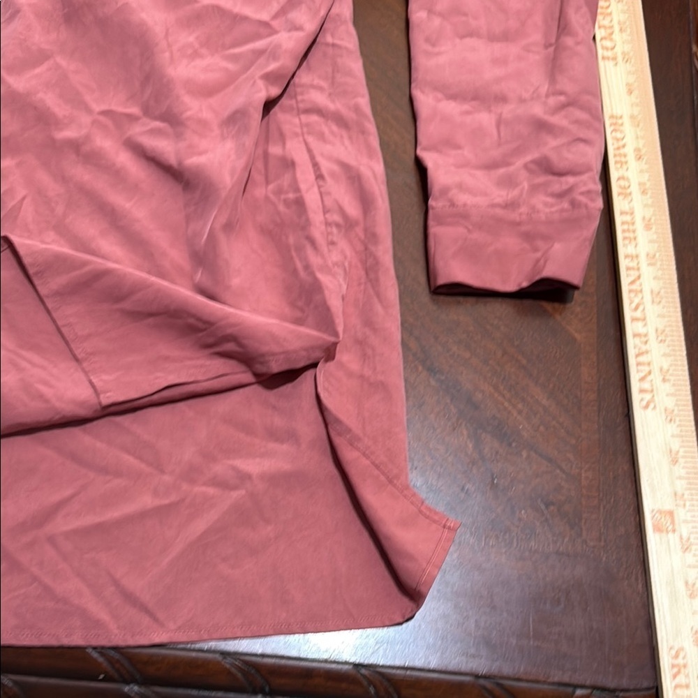 Eileen Fisher sandwashed Pink Button Down Shirt stand up collar chutney - Picture 9 of 12